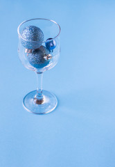 new year, holiday, winter, blue background, Christmas toys, gift, postcard