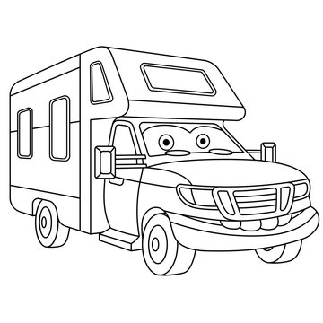 coloring page with house on wheels rv trailer
