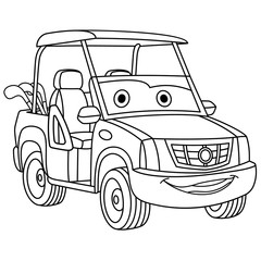 coloring page with golf car