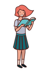 student girl with reading book in the hands