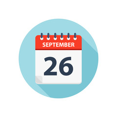 September 26 - Calendar Icon - Round Calendar design template