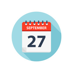 September 27 - Calendar Icon - Round Calendar design template