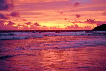 Beautiful landscape. Sunset on the sea shore.