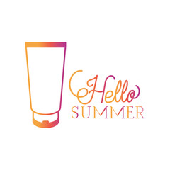 hello summer label with colorful image