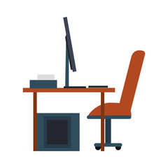 computer desk icon cartoon isolated