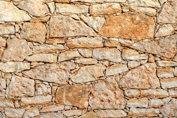 Old wall made of large and small stones