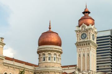 Fototapeta na wymiar The clock tower at Merdeka Square, Kuala Lumpur, Malaysia