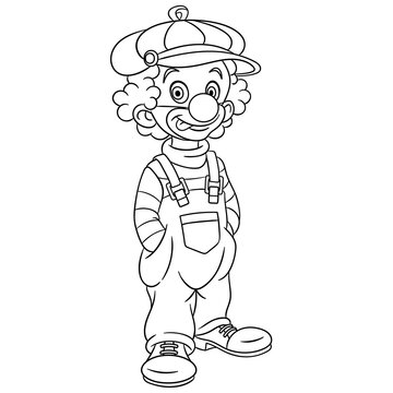 coloring page with clown