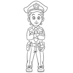 coloring page with policeman police man officer