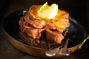 traditional golden fried french toast breakfast