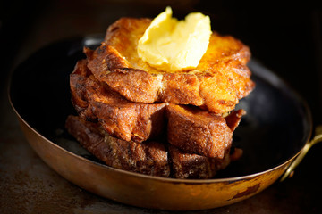 traditional golden fried french toast breakfast