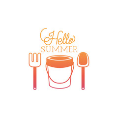 hello summer label with colorful image