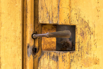 wood handle on old wooden door