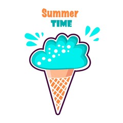 Ice cream in bright cartoon style. Icon