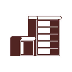 wooden bookshelf on white background