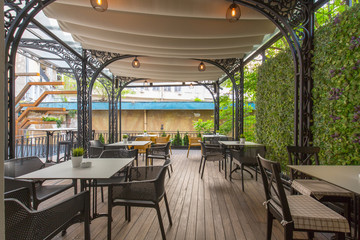 Interior of a summer restaurant terrace