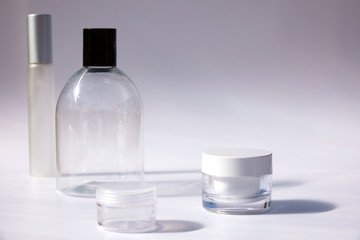 Cosmetic product for cream, foam, shampoo. on white background .