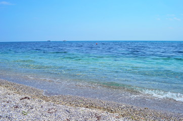 Crystal blue Black Sea in Bulgaria Nessebar island
