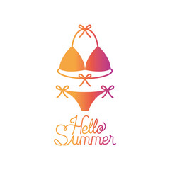 hello summer label with colorful image