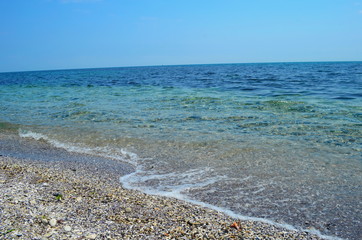 Crystal blue Black Sea in Bulgaria Nessebar island
