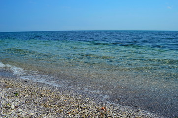 Crystal blue Black Sea in Bulgaria Nessebar island
