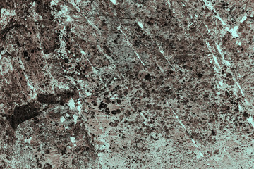 Vintage cyan background. Rough painted wall of hazel color. Imperfect plane of brown colored. Uneven old decorative toned backdrop of blue tint. Texture of azure hue. Ornamental stony surface.