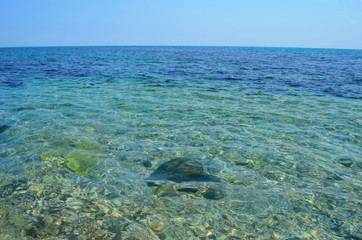 Obraz na płótnie Canvas Crystal blue Black Sea in Bulgaria Nessebar island