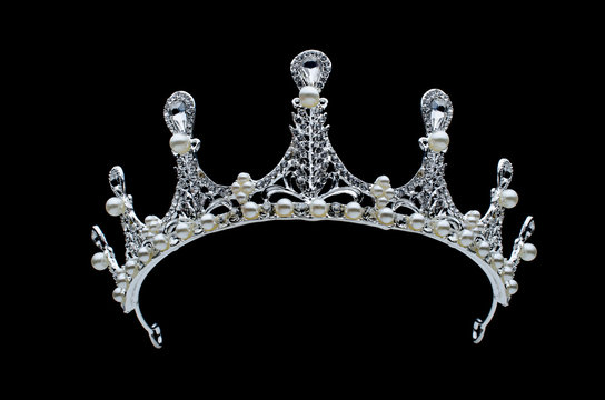 tiara with pearls isolated on a black background