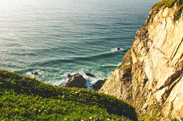 beautiful view to ocean and rocks at Cabo da Roca