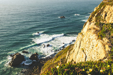 beautiful view to ocean and rocks at Cabo da Roca