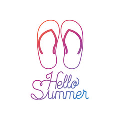 hello summer label with colorful image