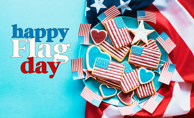 flag day USA - Homemade cookies in the shape of the American flag