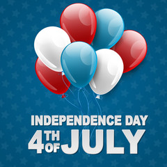 4th of July United States national Independence Day celebration background with stars and balloons. Vector illustration.