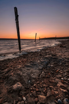 Sunset at Fleet Lagoon in Dorset