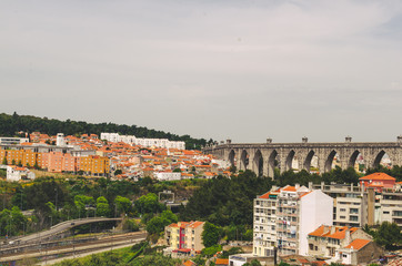 beautiful bridge and road in Lisbon downtown