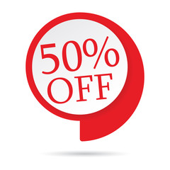 Sale of special offers. Discount with a price of 50. Ad with a red tag for an advertising campaign in retail on the day of purchase. Vector illustration. - Vector