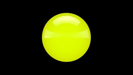 3D illustration of a yellow ball on a black background. Abstract representation of a perfect geometric figure. 3D rendering