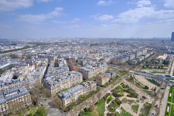 Fototapeta na wymiar Scenic aerial view of famous old touristic historic city Paris. Beautiful summer happy look of popular touristic ancient capital of France