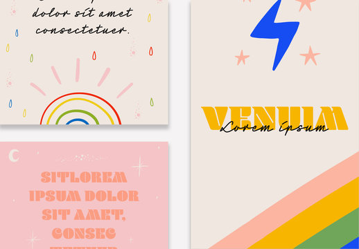 Social Media Post and Story Layouts with Colorful Illustrations
