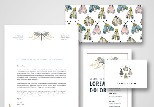 Stationery Set with Butterfly Illustrations