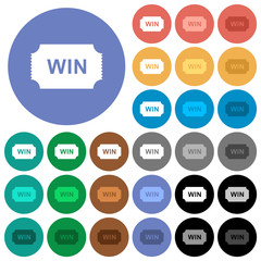 Winner ticket round flat multi colored icons