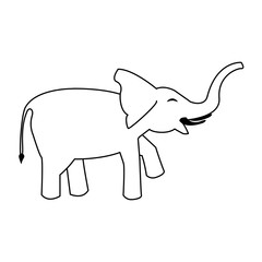 gray elephant icon cartoon isolated in black and white
