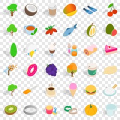 Tree icons set. Isometric style of 36 tree vector icons for web for any design