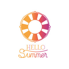 hello summer label with colorful image