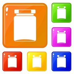 Jar icons set collection vector 6 color isolated on white background