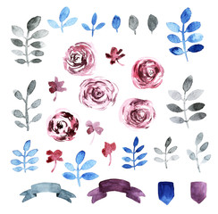 Watercolor floral set