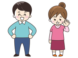 笑顔の若い男女