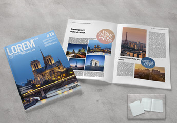 Open Magazine and Cover Mockup
