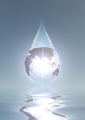 Obraz premium World in drop of water