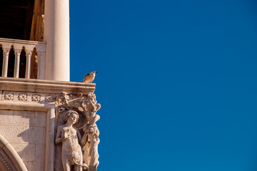 Basilica di San Marco in Venice, Italy against bright blue sky